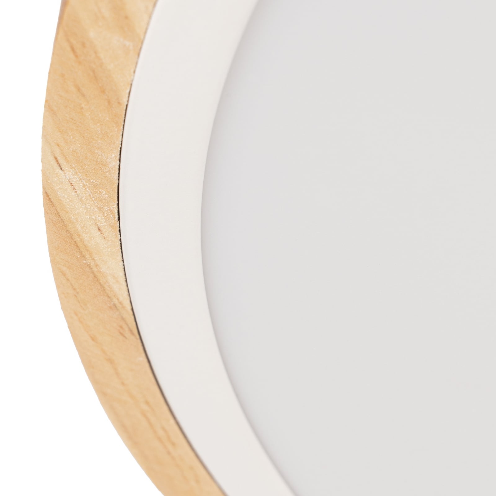 Plafón LED Lynorri de PRIOS, Ø 52 cm, blanco, acabado en madera Plafón LED Lynorri de PRIOS, Ø 52 cm, blanco, acabado en madera