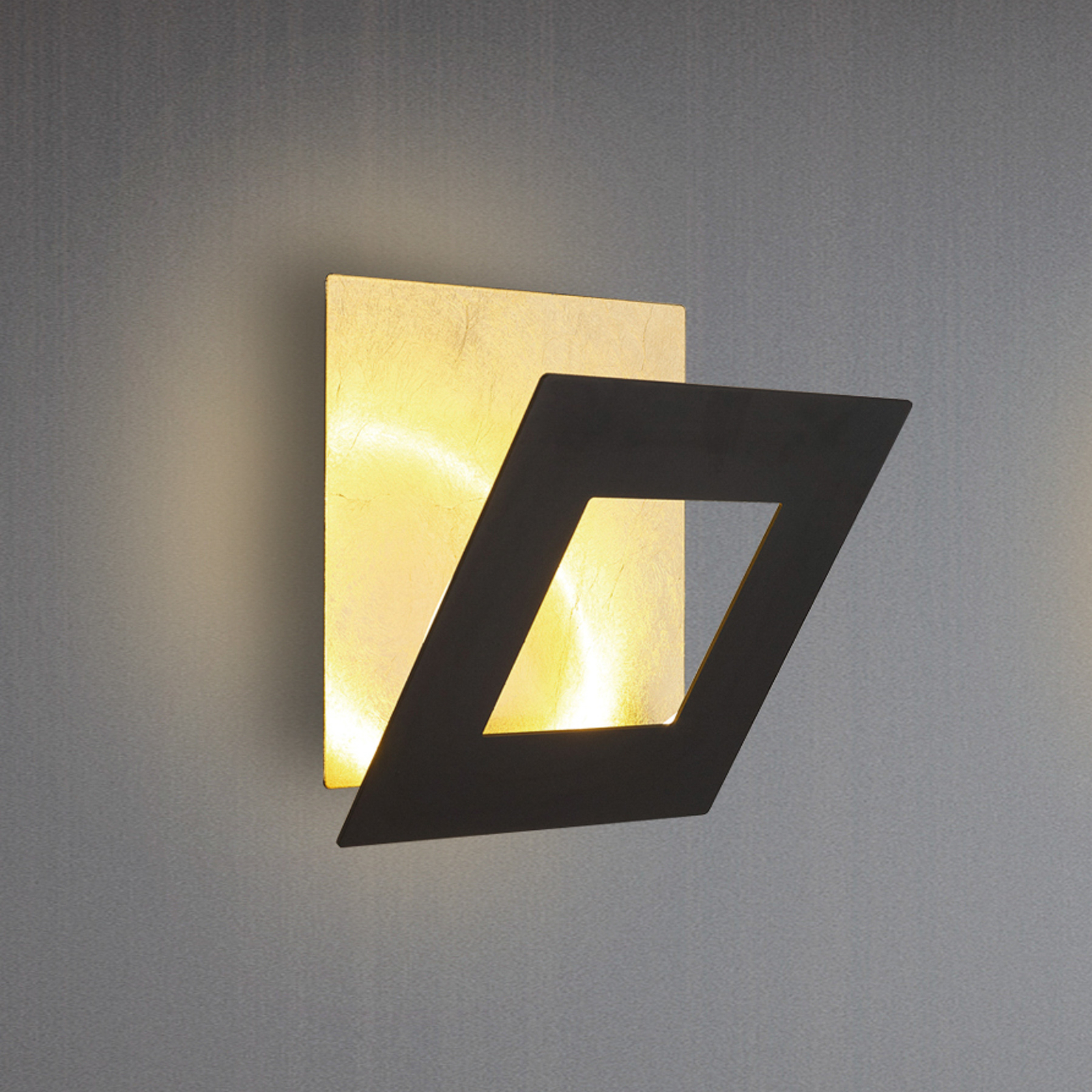 LED sieninis šviestuvas "Dalia", juodas/auksinis, 22 x 22 cm, aliuminis