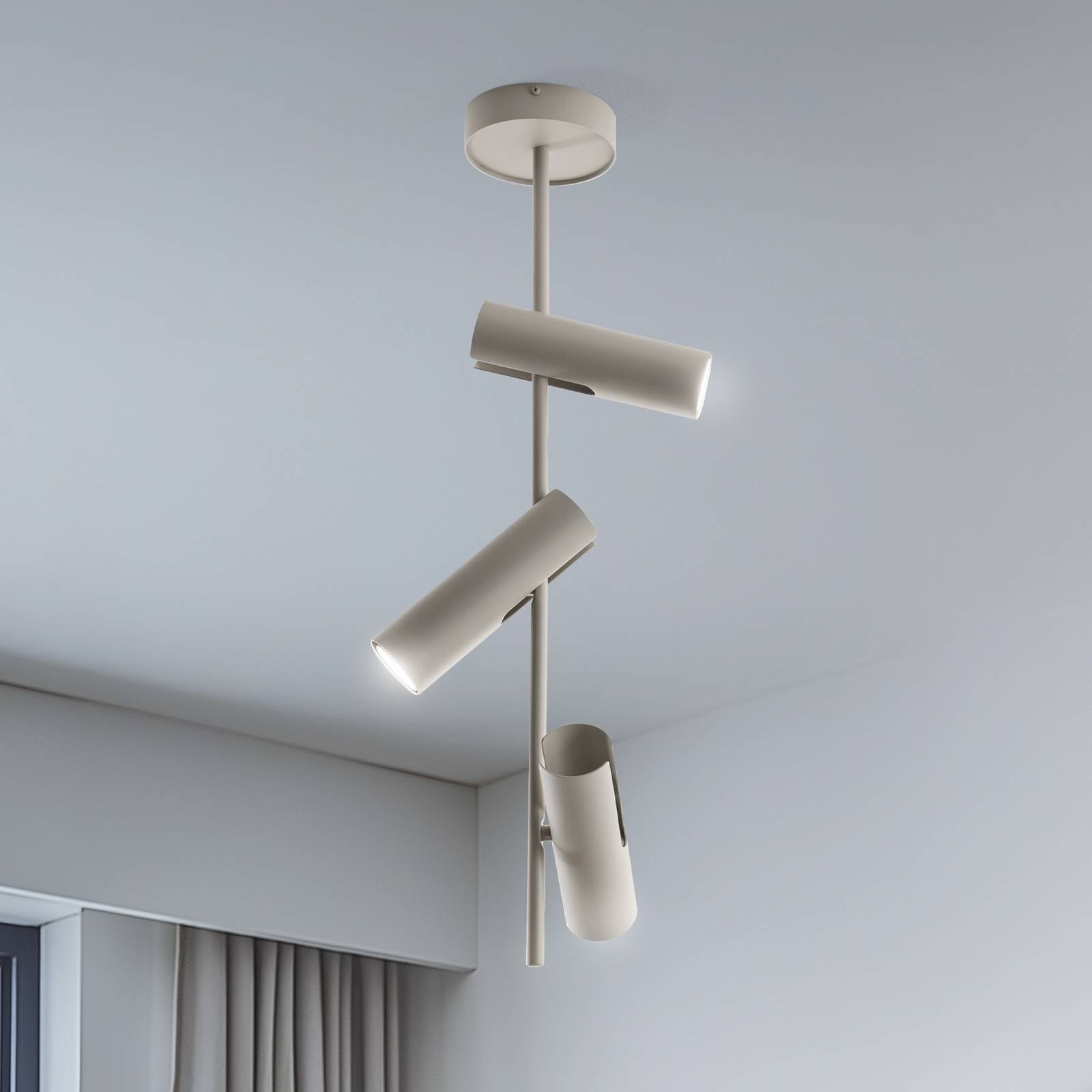 Deckenspot Leda 3, taupe, 3-flammig, Stahl, GU10, Höhe 76 cm günstig online kaufen