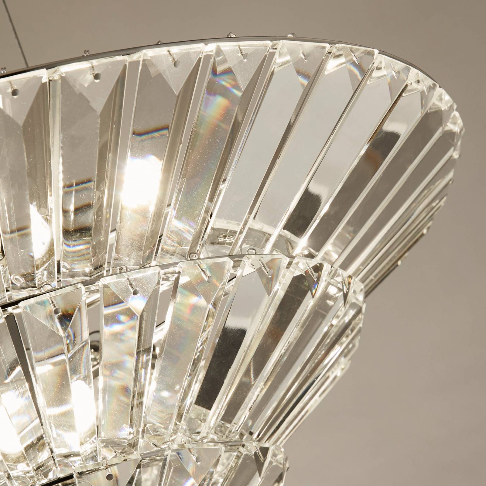Searchlight Savannah pendant light, 8-bulb, crystal glass