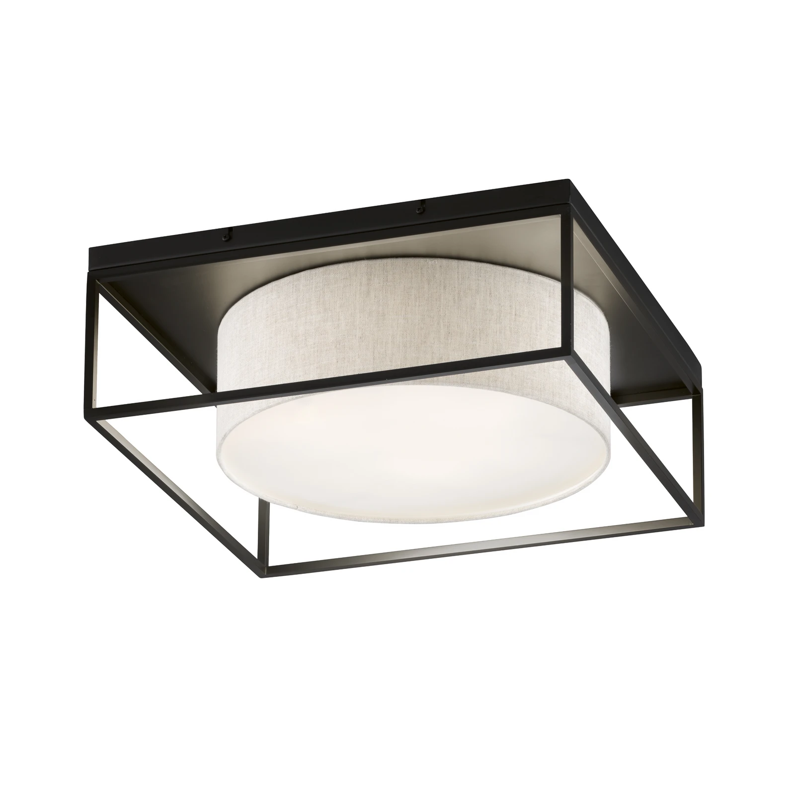Plafonnier Carre 50x50cm Abat-jour en tissu blanc