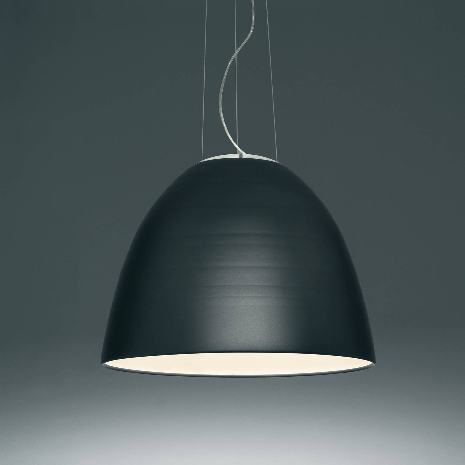 Artemide Nur App LED hanging light, anthracite, for Living / Dining Room, aluminium, methacrylate, glass, 37 W, H: 43 cm