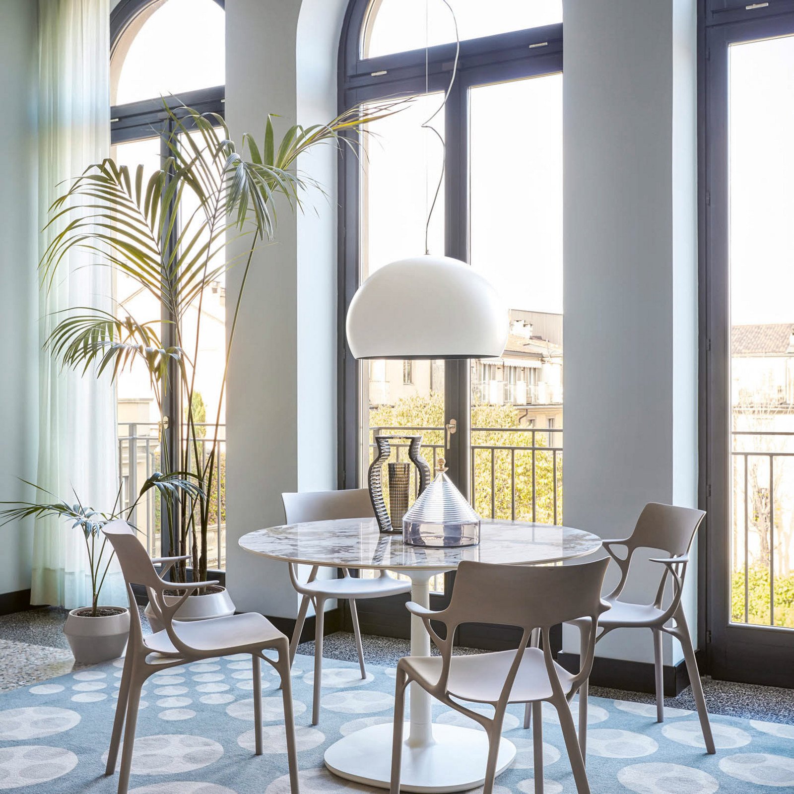 Kartell Small FL/Y lampă suspendată LED alb mat - Camera de zi / sufragerie - design - Plastic