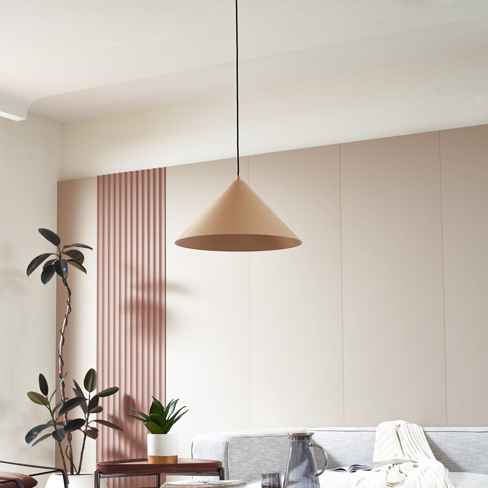 Lindby suspension Clarine, beige, Ø 50 cm, métal