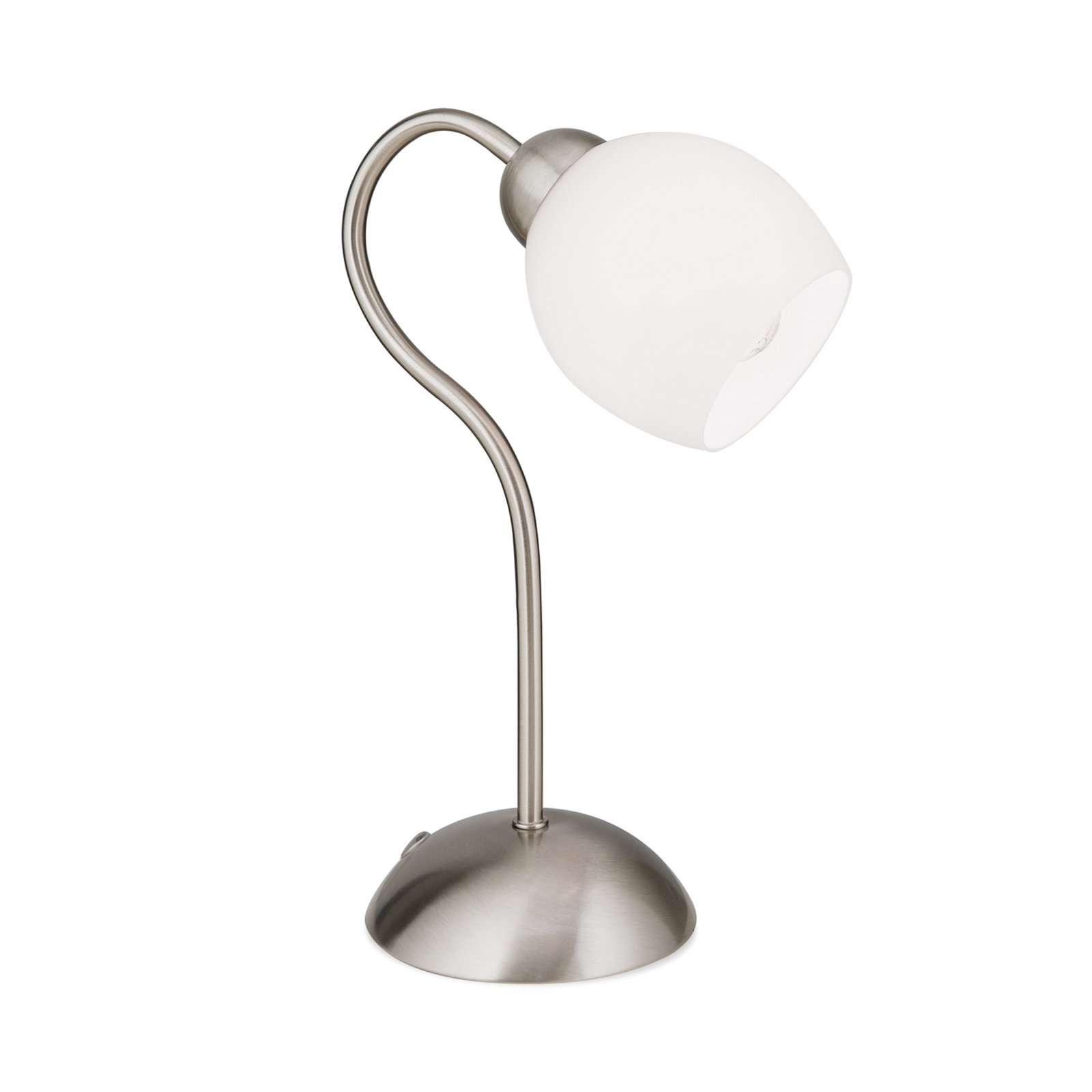 Lampe à poser Doma, nickel satiné, hauteur 30 cm, verre