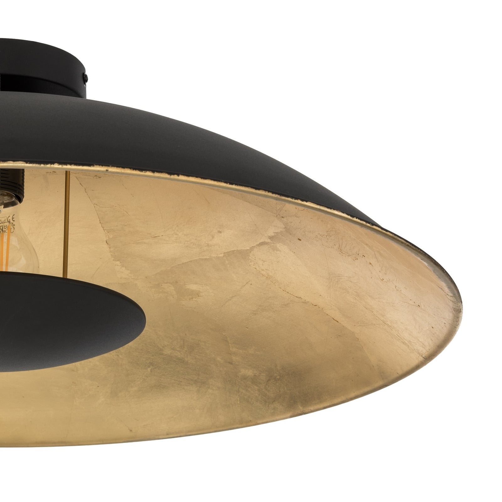 Lindby Emilienne taklampe, svart/gull, metall, Ø 60 cm