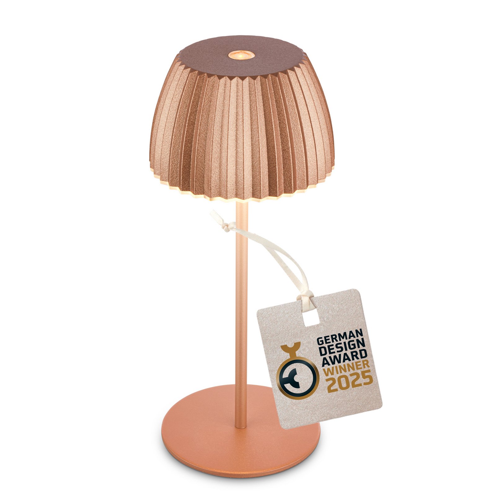 LED-Akku-Tischlampe Brilo unplugged Riffle, 20 cm, kupfer