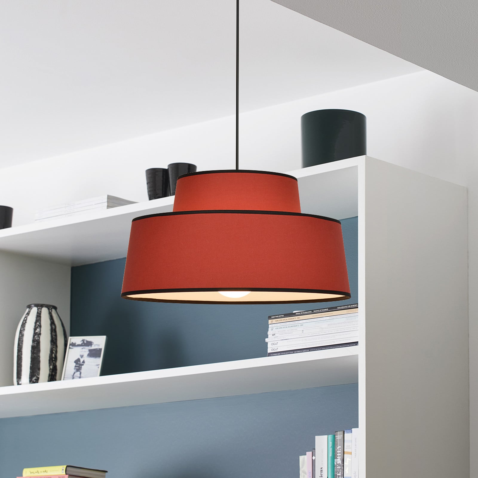 COREP Lampă suspendată Mallorca teracotă Ø 38 cm bumbac - Camera de zi / sufragerie - teracotă negru - Țesătură / Textil