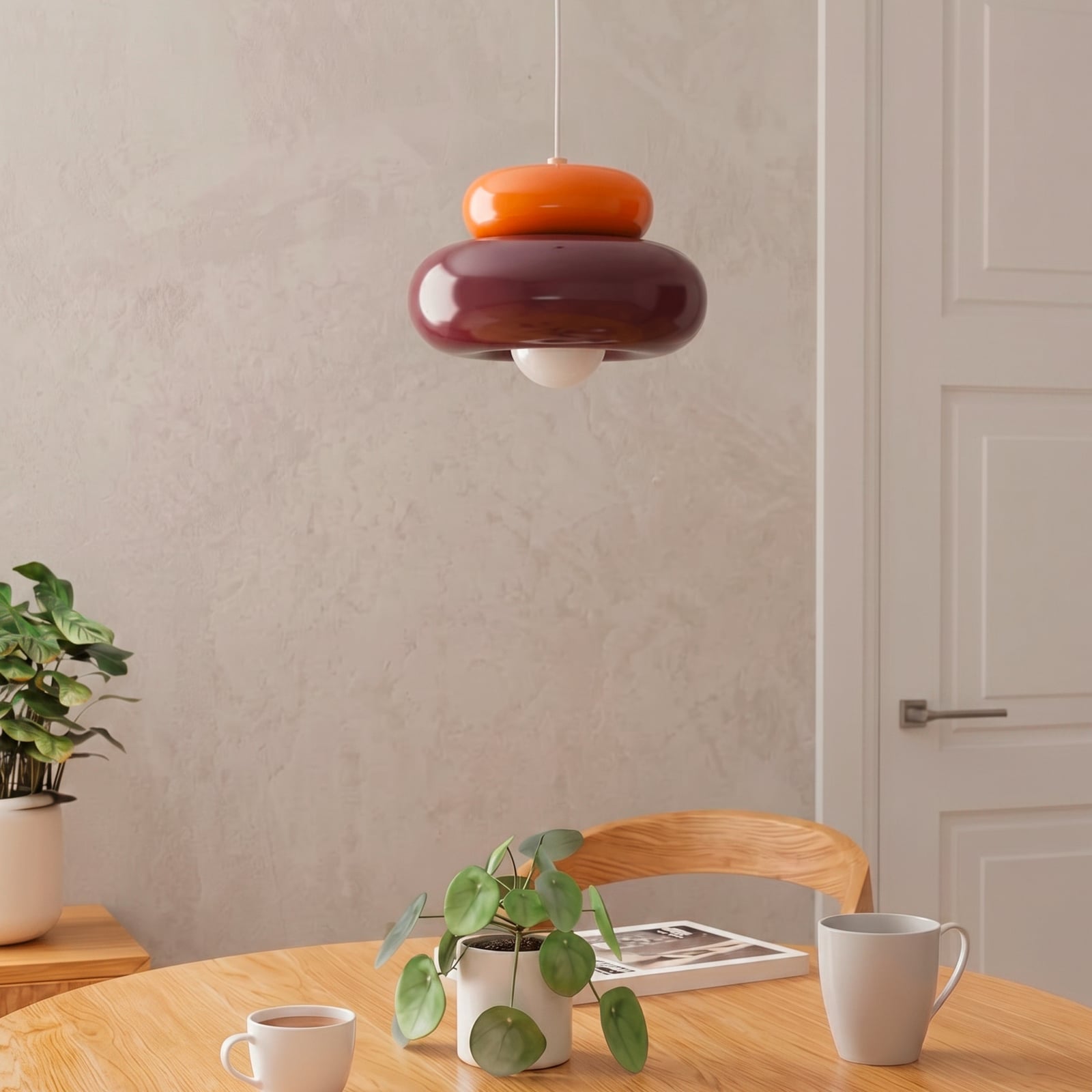Hanglamp Torchiarolo, bordeaux/oranje, metaal, E27