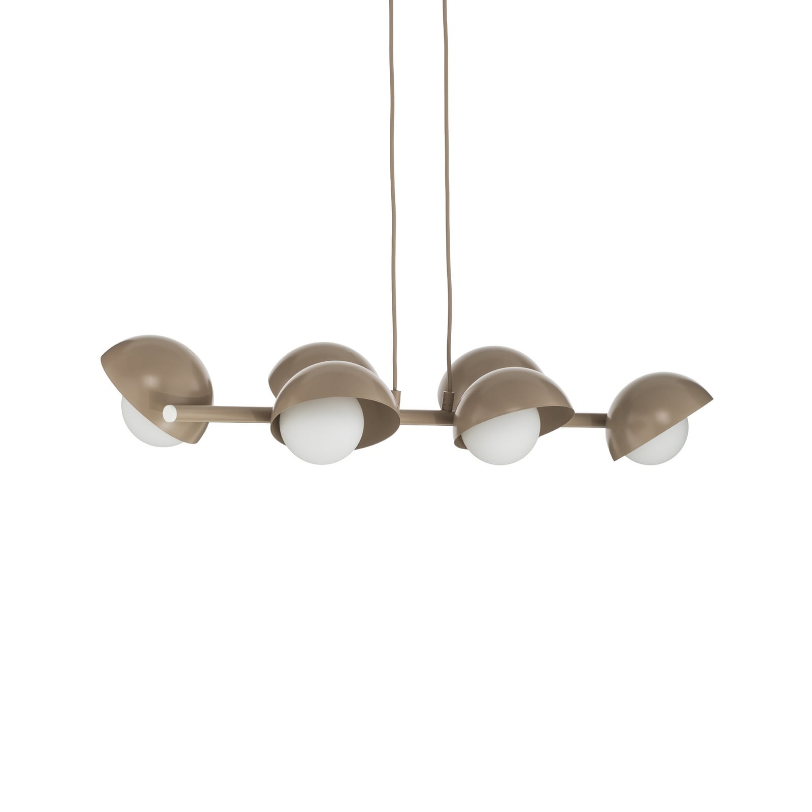 Suspension BOOM, beige, longueur 88 cm, à 6 lampes, métal/verre
