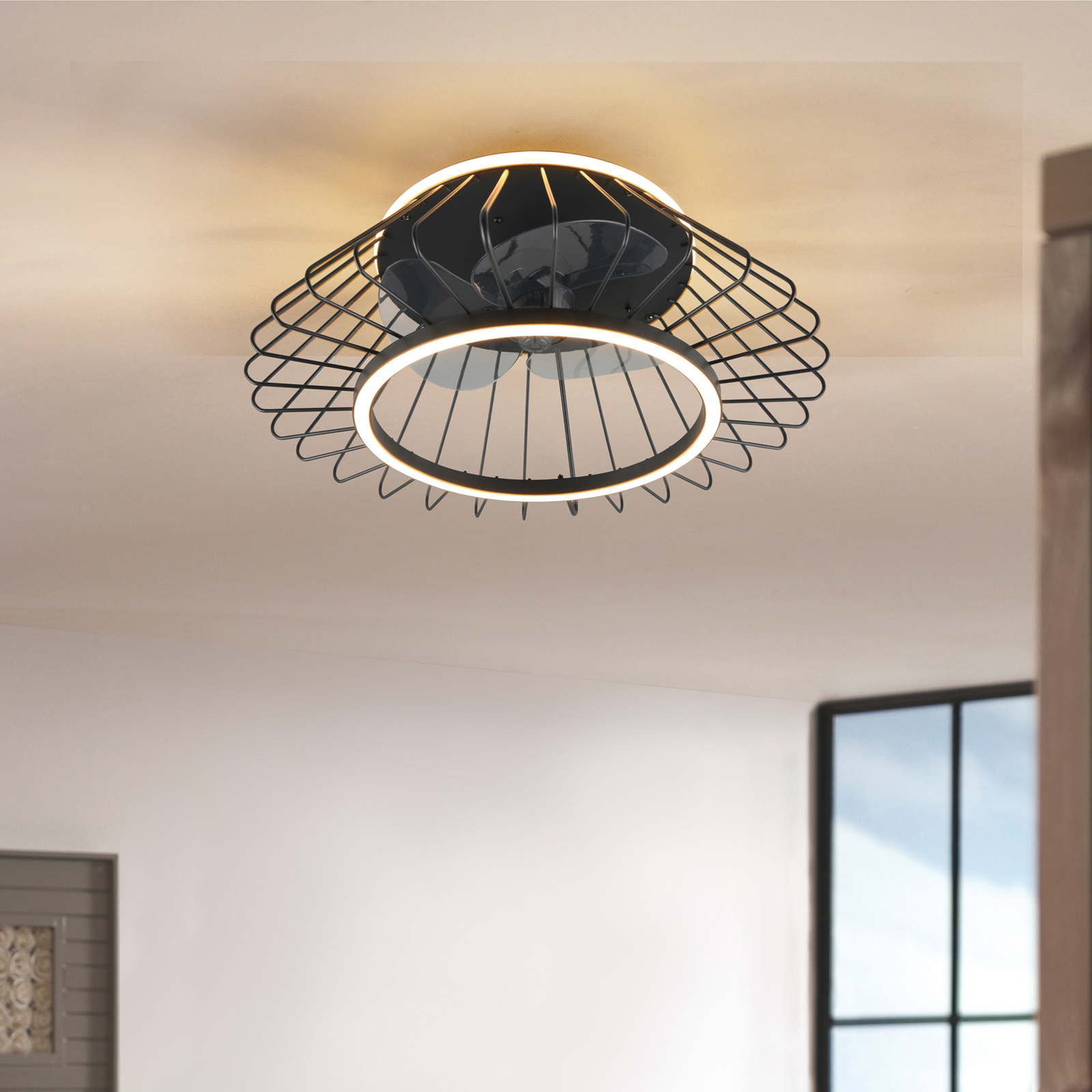 LED вентилатор за таван Karlsborg, тих, Ø 50 cm, CCT, FB