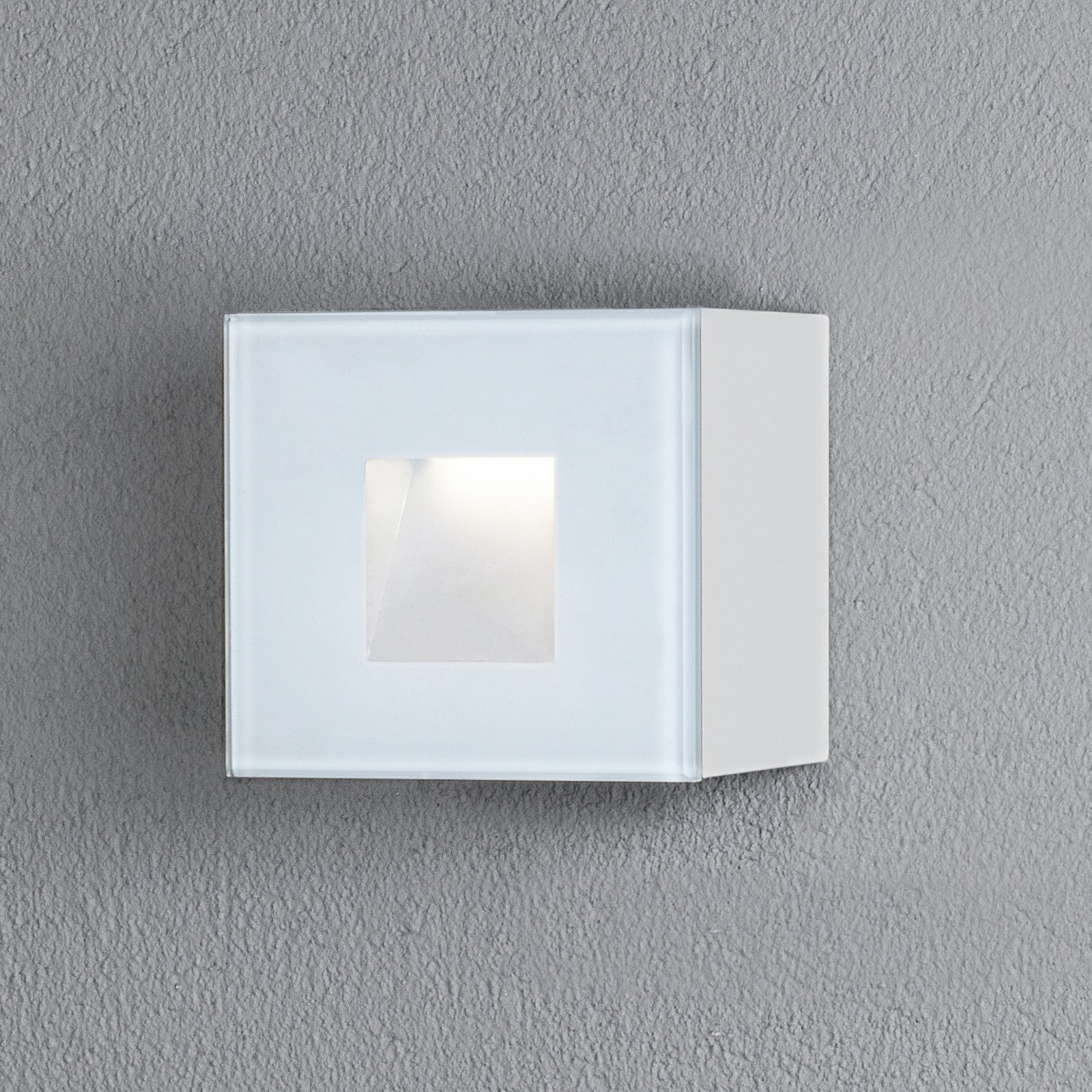 LED buiten wandlamp Chieri, 8 x 8 cm, wit