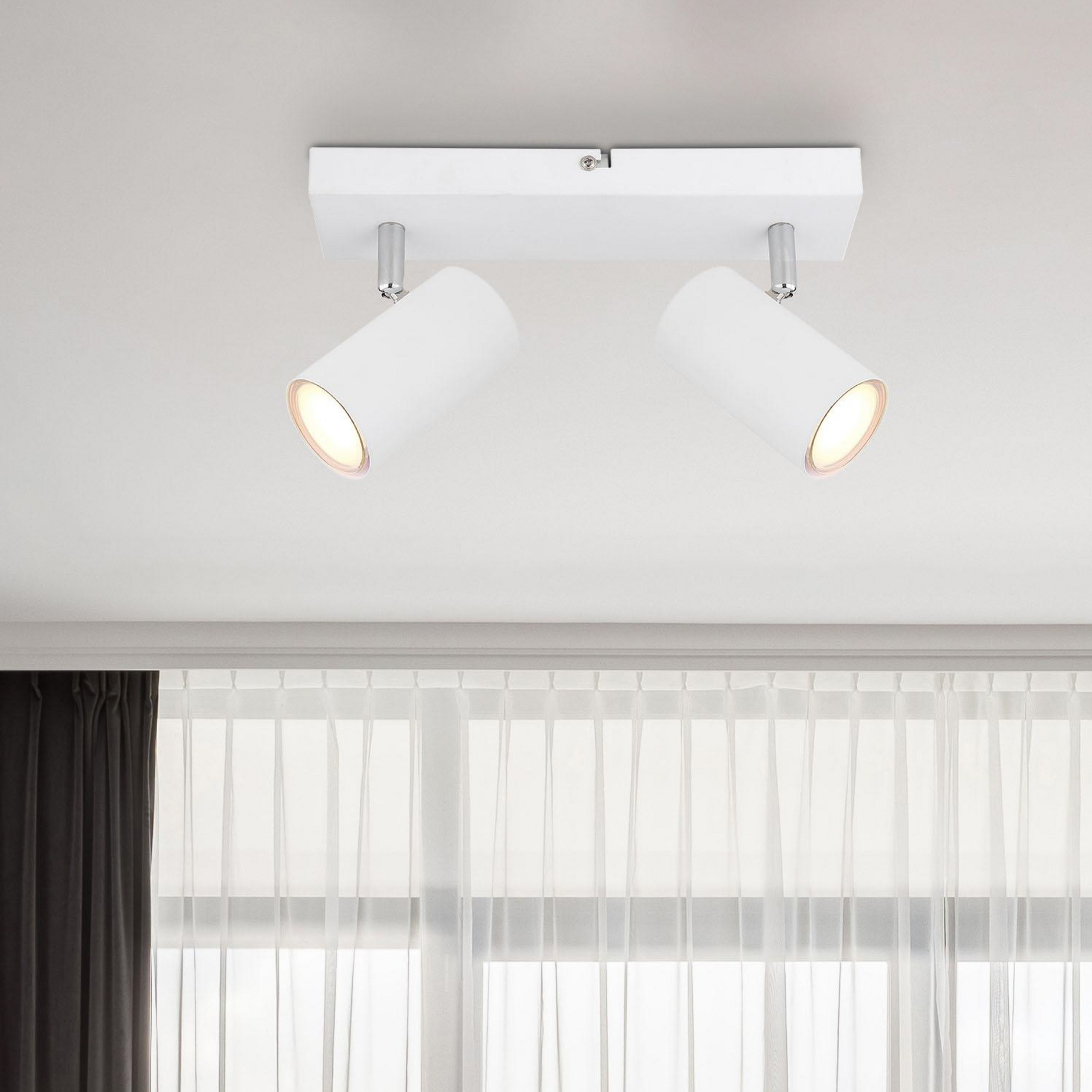 Robby griestu prožektors, balts, garums 26 cm, 2 gaismas, metāls