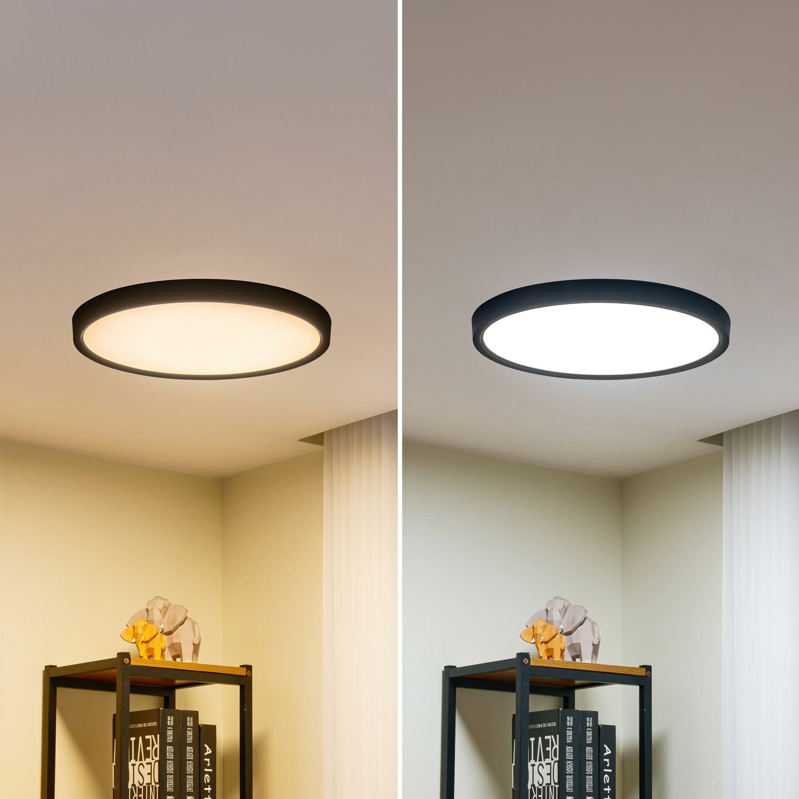 Lindby Smart LED mennyezeti lámpa Pravin, Ø 50 cm, CCT, fekete