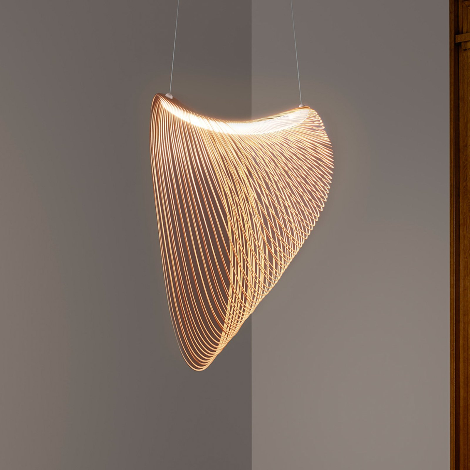 Luceplan Illan LED wooden hanging lamp dim Ø 80 cm
