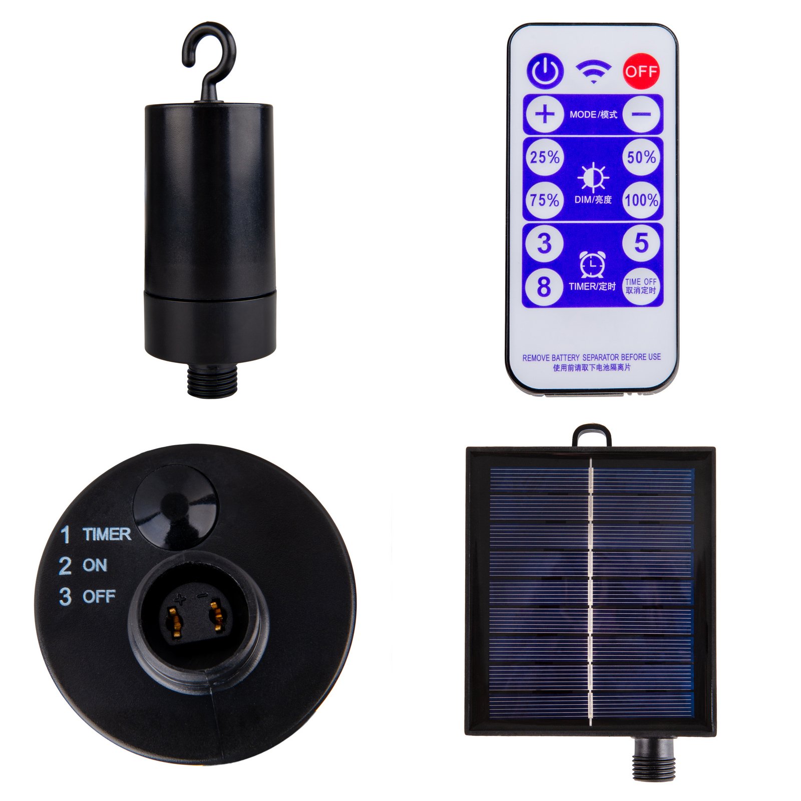 LED-Solar-Lichterkette CADENA, 2.500 K, schwarz 10-flg. 10 m