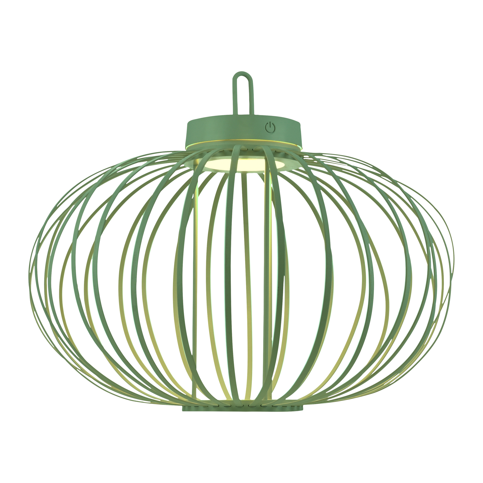 JUST LIGHT. Akuba LED-es, újratölthető asztali lámpa, zöld, 37 cm, bambusz
