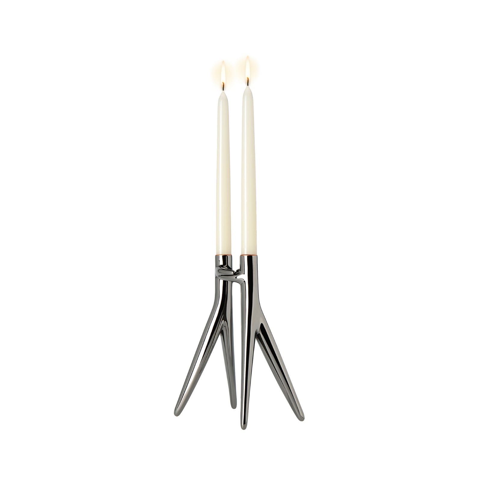 Abbracciaio candle holder, silver, height 25 cm, aluminium - Kartell