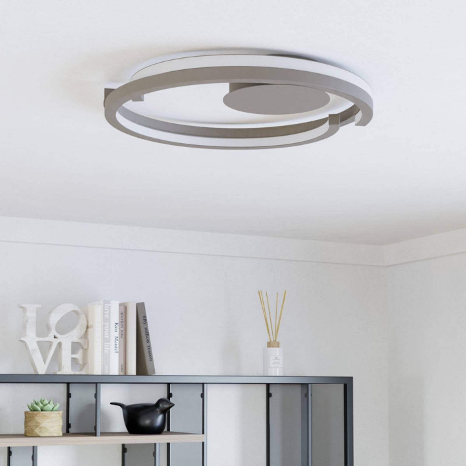 Lampa sufitowa LED EGLO MEZZOMONTE, beżowa, Ø 48 cm, CCT