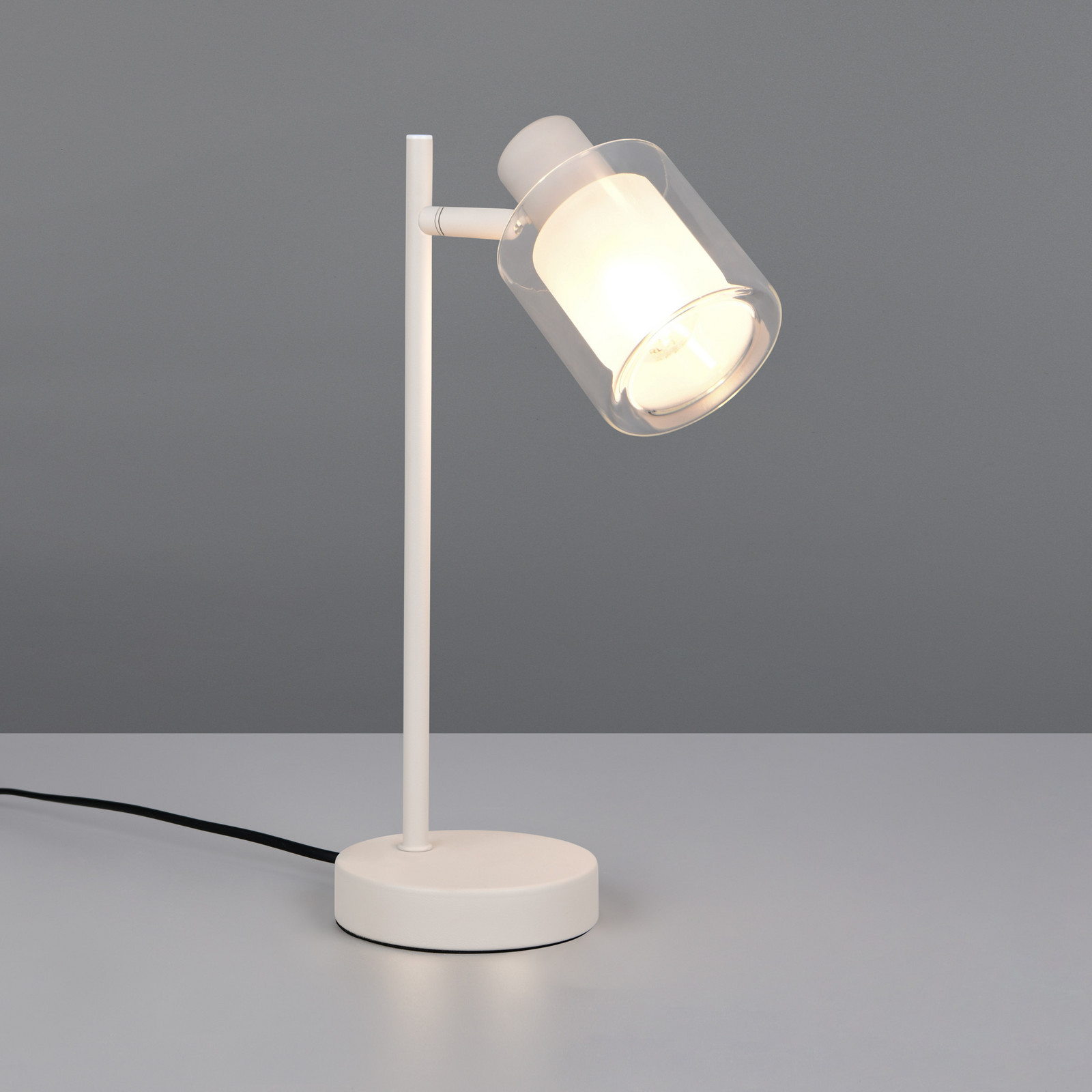 Reality Leuchten Stolna lampa Neralo, svijetlosiva, metal, visina 35,5 cm, E14 - Dnevni boravak/blagovaonica - svijetlosivi, prozirni, bijeli