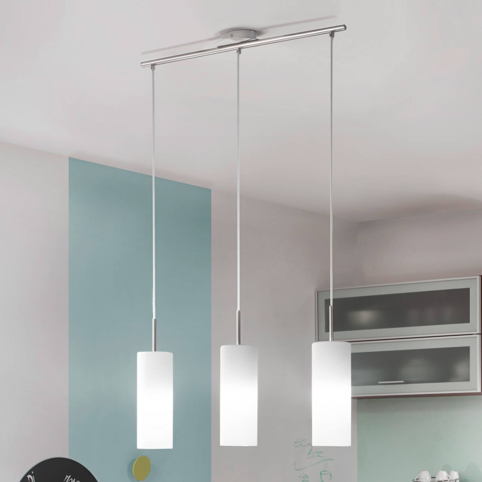 Drie-lichts hanglamp TROY wit