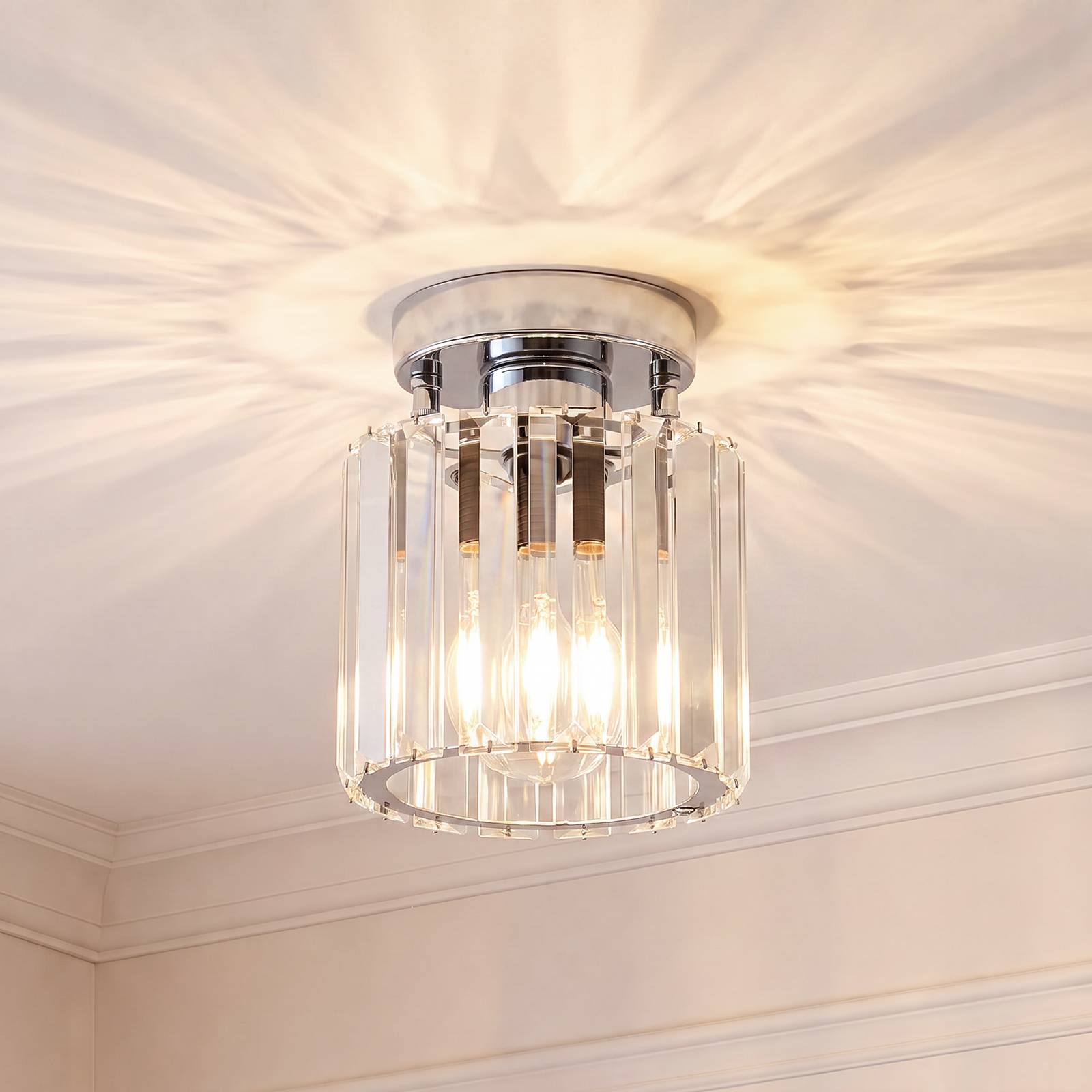Lampa sufitowa Yakops, chromowana, Ø 13 cm, szkło/metal, E27