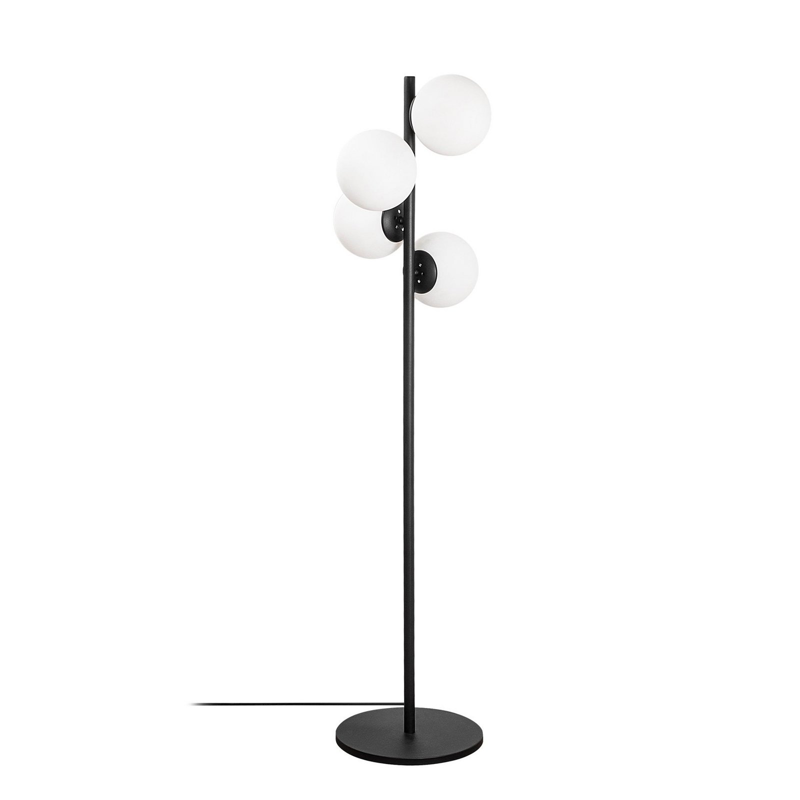 Faze floor lamp, black, glass, height 130 cm, 4-bulb, E27