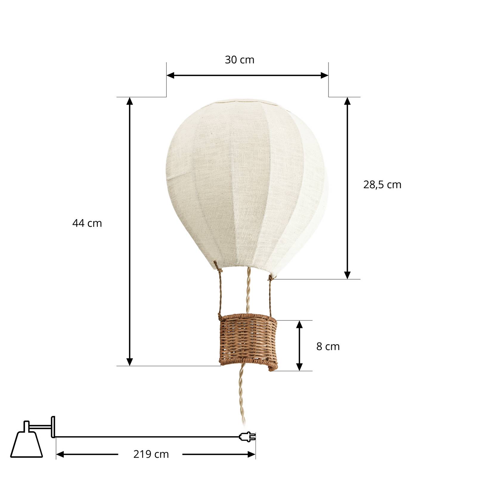 Kinkiet dziecięcy Lindby Aeris, beżowy, 44 cm, materiał tekstylny, E27