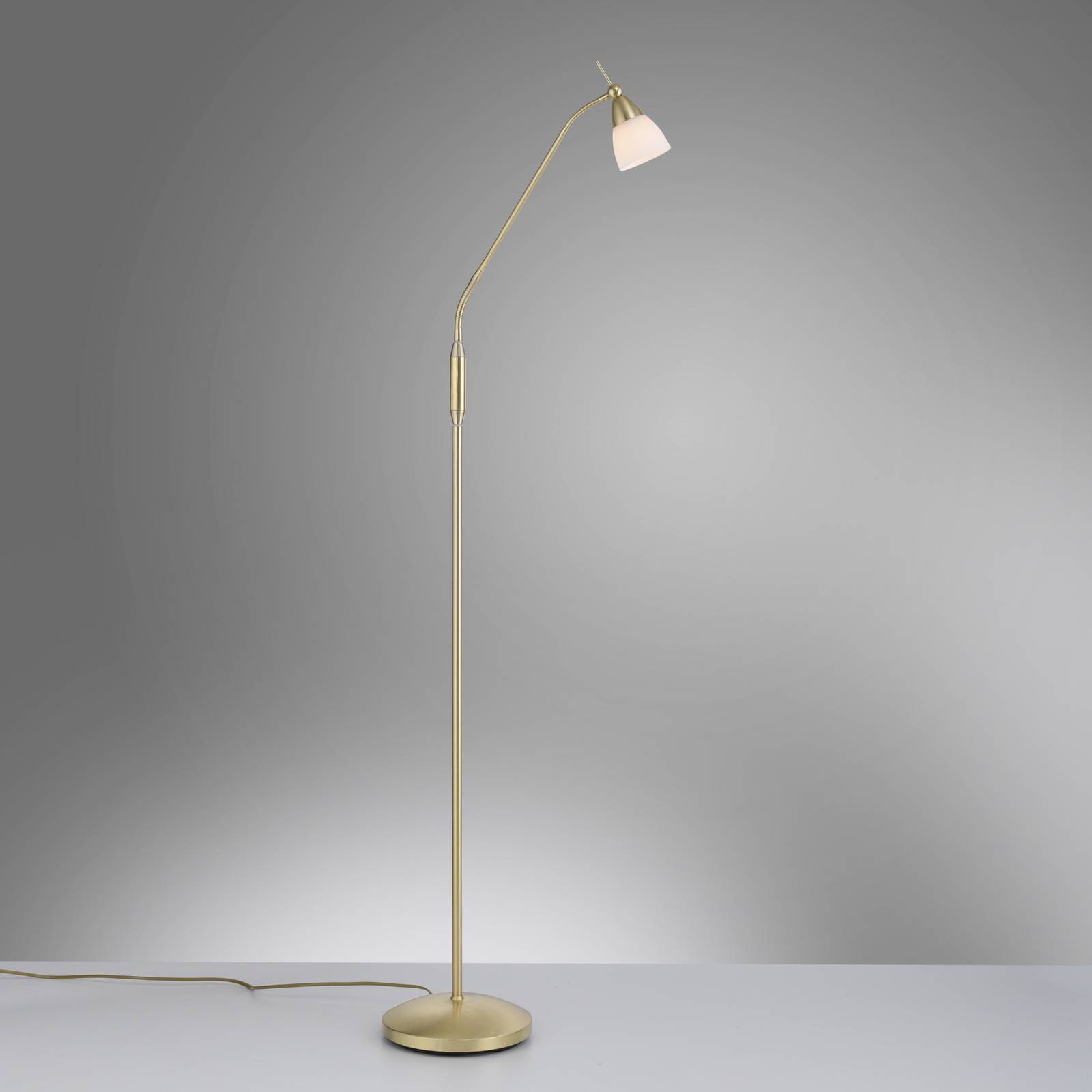 Lampa stojąca Paul Neuhaus Pino, mosiądz, 163 cm, ściemniana, G9