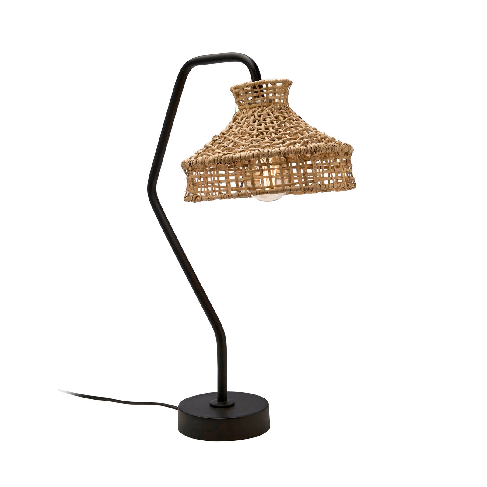 PR Home Loft asztali világítás rattan búrával