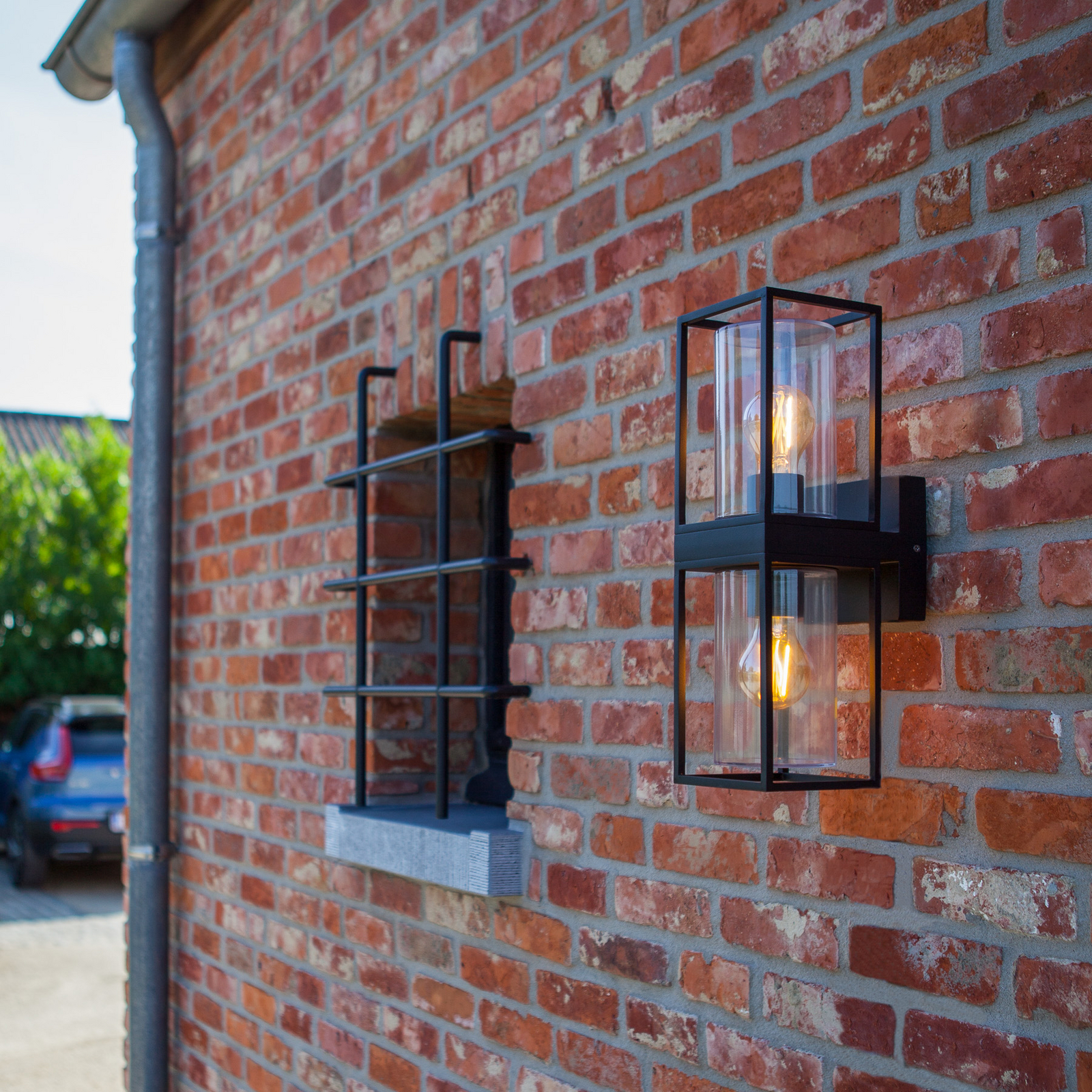 FLAIR-ulkoseinävalaisin, musta, 39 cm, 2 x E27, IP44