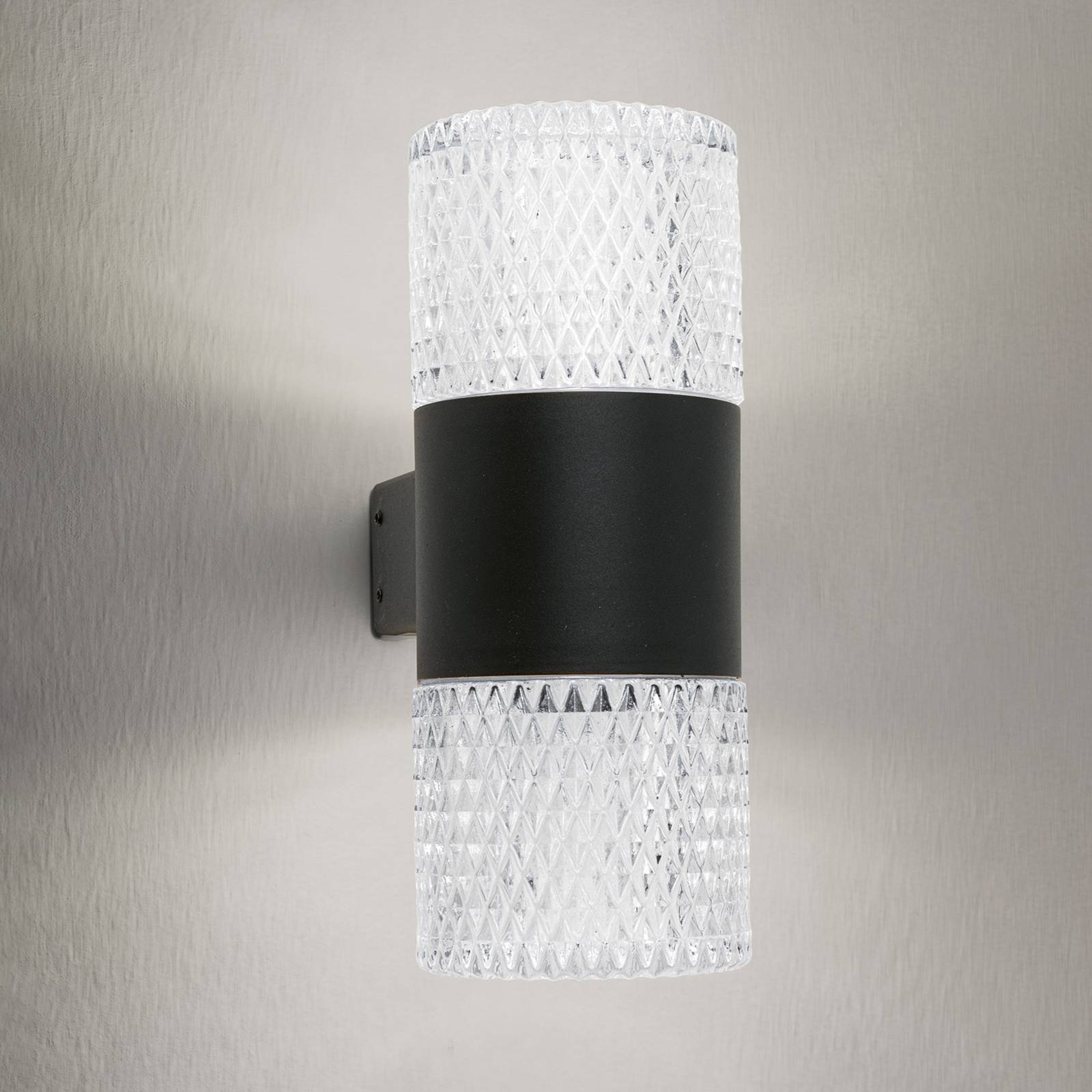 Kinkiet zewnętrzny LED Mondo, czarny, wysokość 20,4 cm, aluminium,