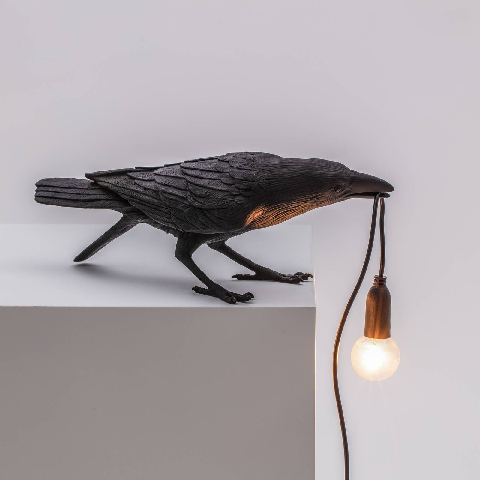 Lampa dekoracyjna LED SELETTI Bird Lamp, zabawna czerń