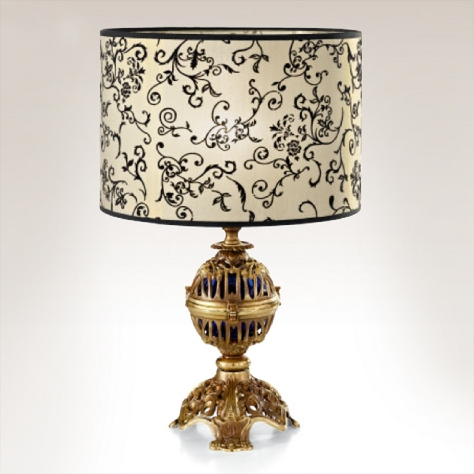Cremasco Laguna table lamp, for Living / Dining Room, fabric, brass, E27, 100 W, energy efficiency: A++, H: 51 cm