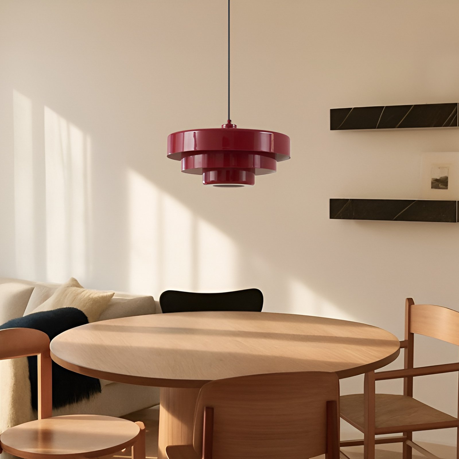 Lindby piekaramā lampa Tivra, sarkana, Ø 35 cm, metāls, E27