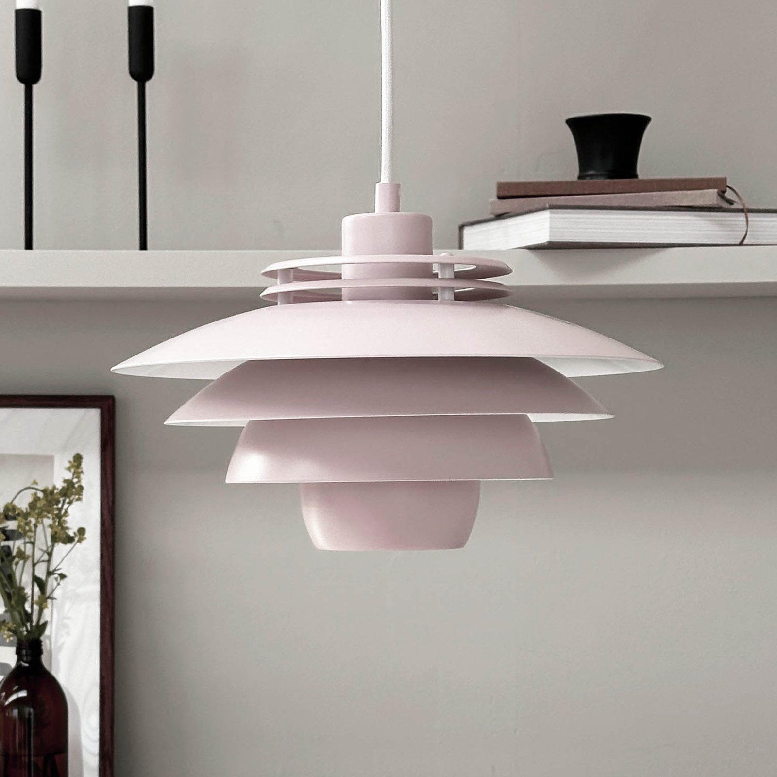 Dyberg Larsen hanging light Ejka mini, pink, Ø 30 cm, metal