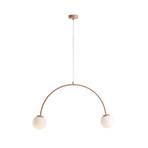 Una 2 hanglamp, metaal, glas, 2-lamps, koraalrood