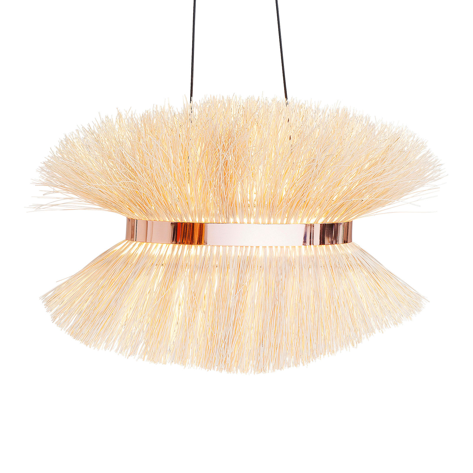 Kare KARE Straw hanging light, for Living / Dining Room, rattan, steel, E27, 40 W, energy efficiency: A++, H: 28 cm