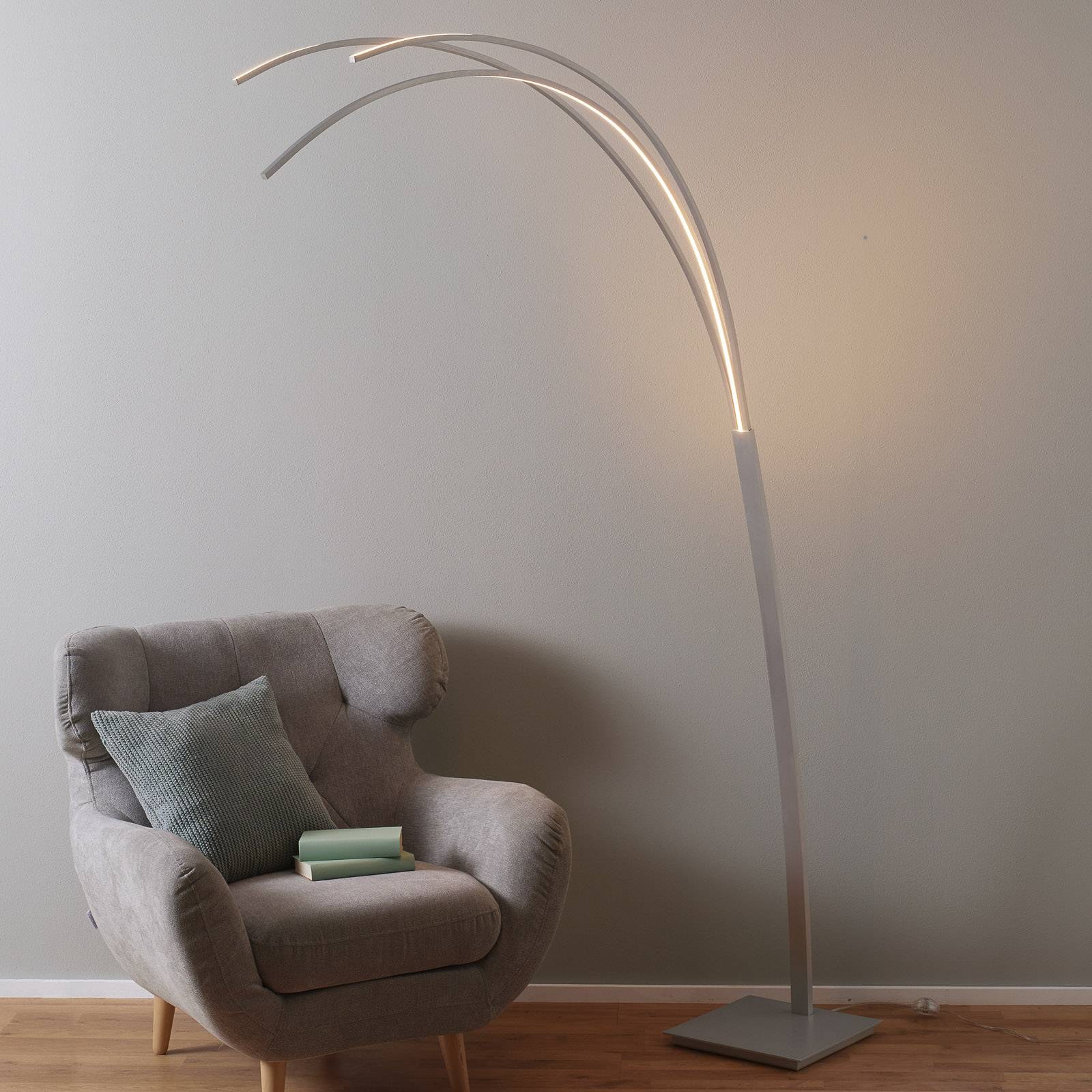 Bopp Bow LED arc lamp, dimmable Lights.co.uk