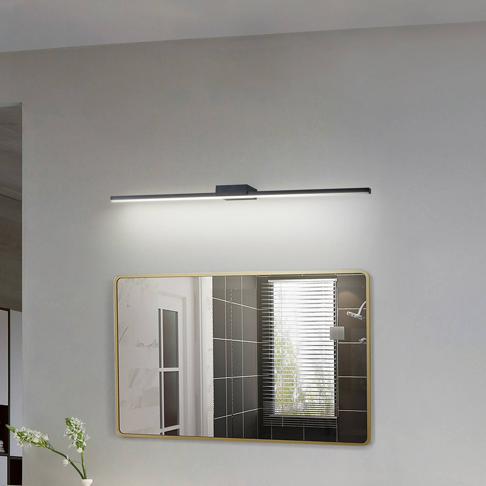 Lucande LED-Spiegelleuchte Kivana, schwarz, Aluminium, 90 cm günstig online kaufen