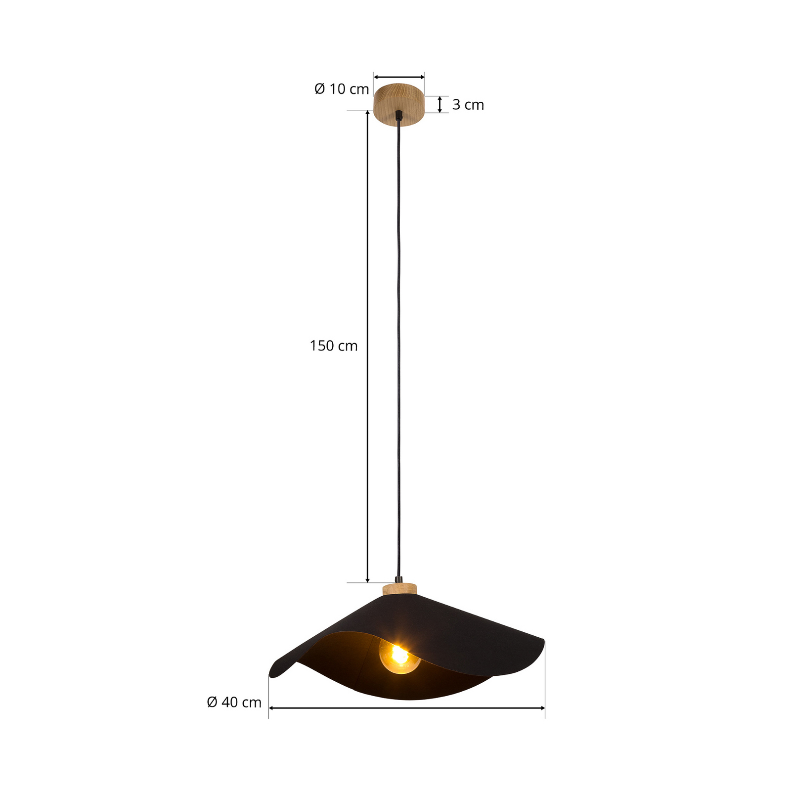 Marian Hängeleuchte, schwarz, Ø 40 cm, Envostar