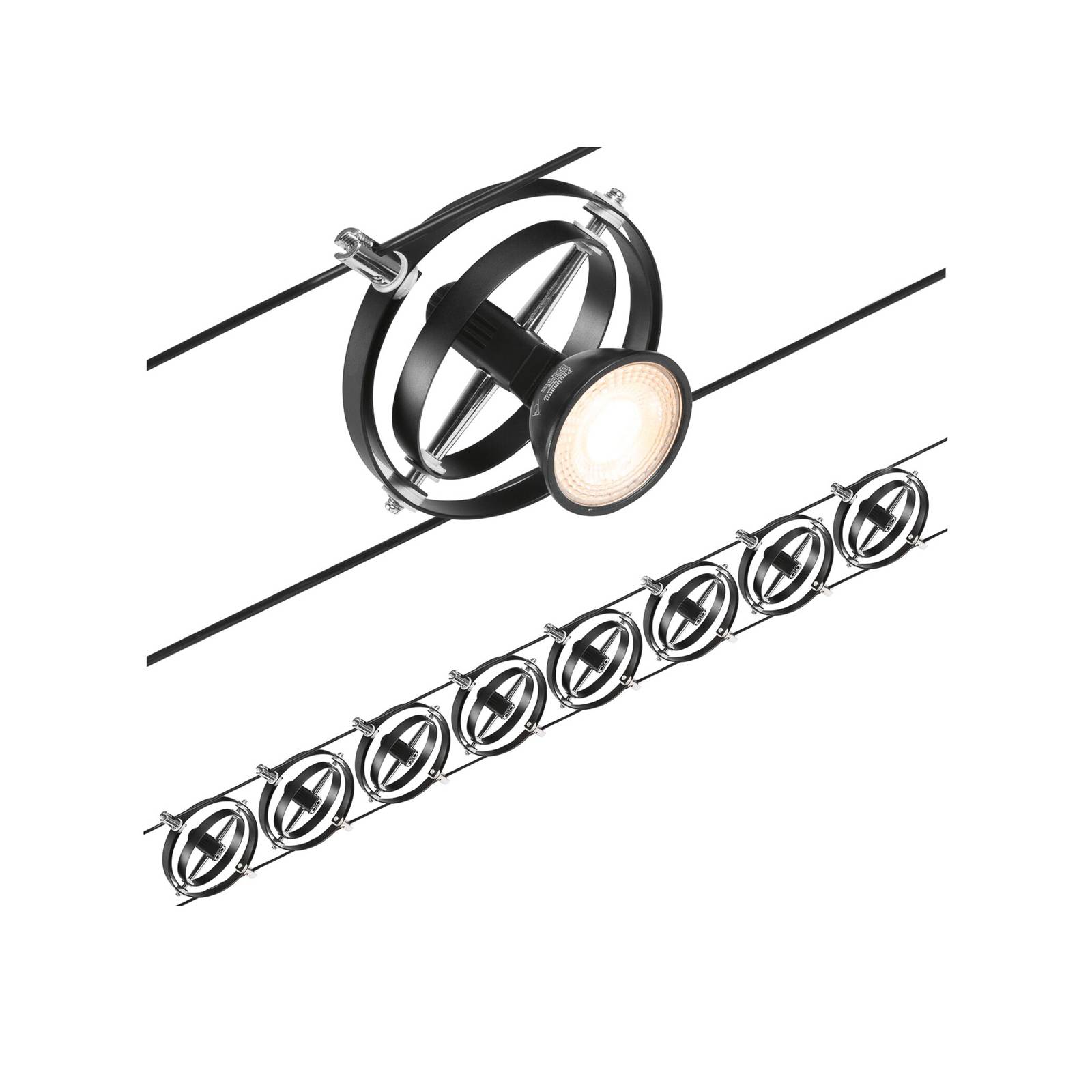 Paulmann Cardan wiresystem 8 lyskilder mat sort