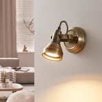 Lindby wall spotlight Perseas, antique brass, metal, 16 cm, GU10