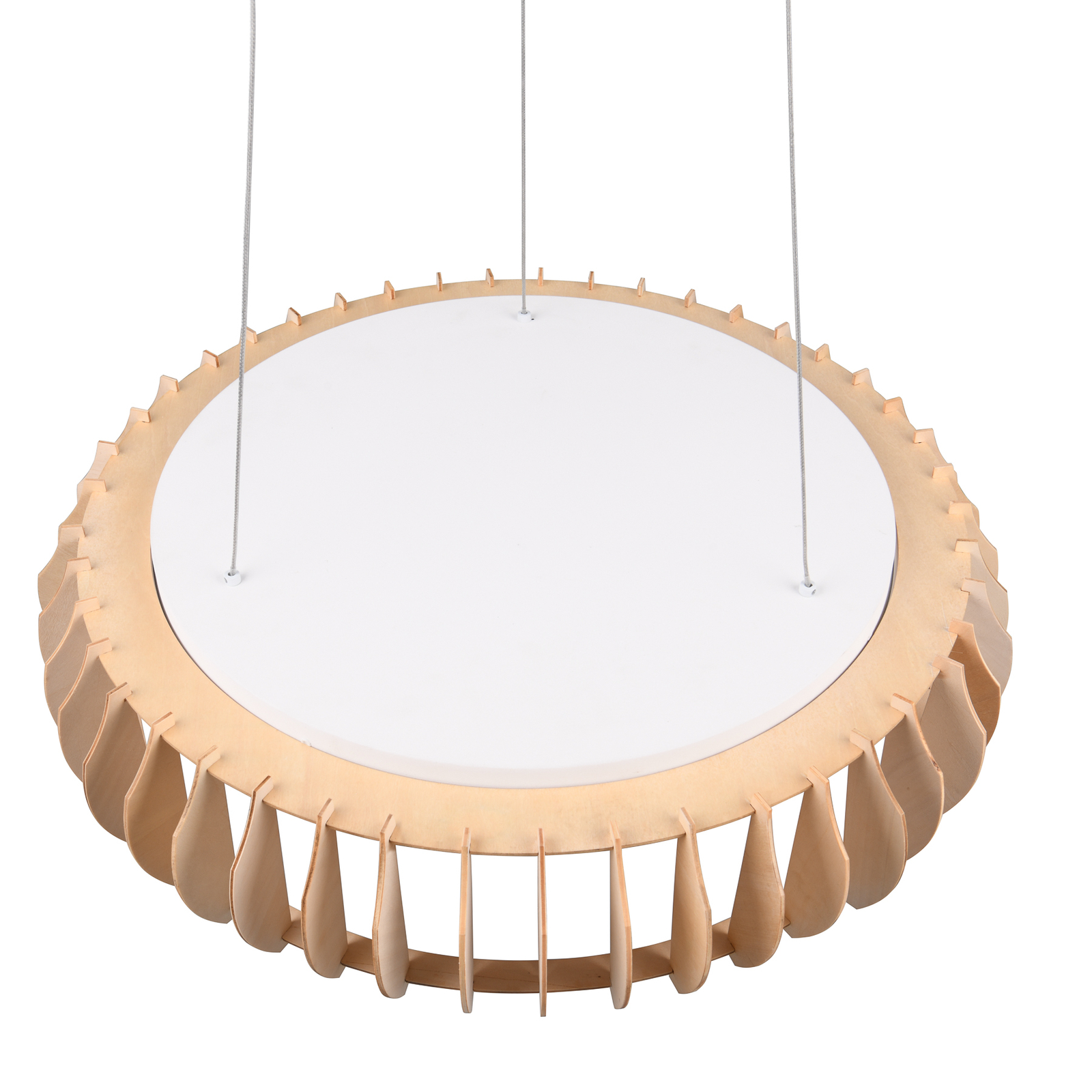 Monte LED hanging light, Ø 60 cm, light wood, wood, CCT