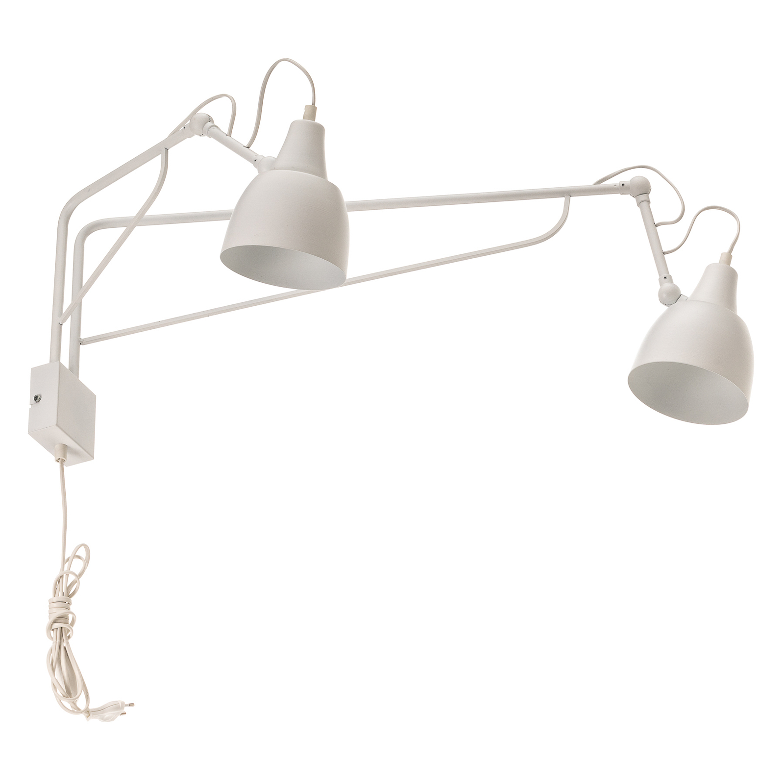 Wandlamp 1002 met stekker, 2-lamps, wit