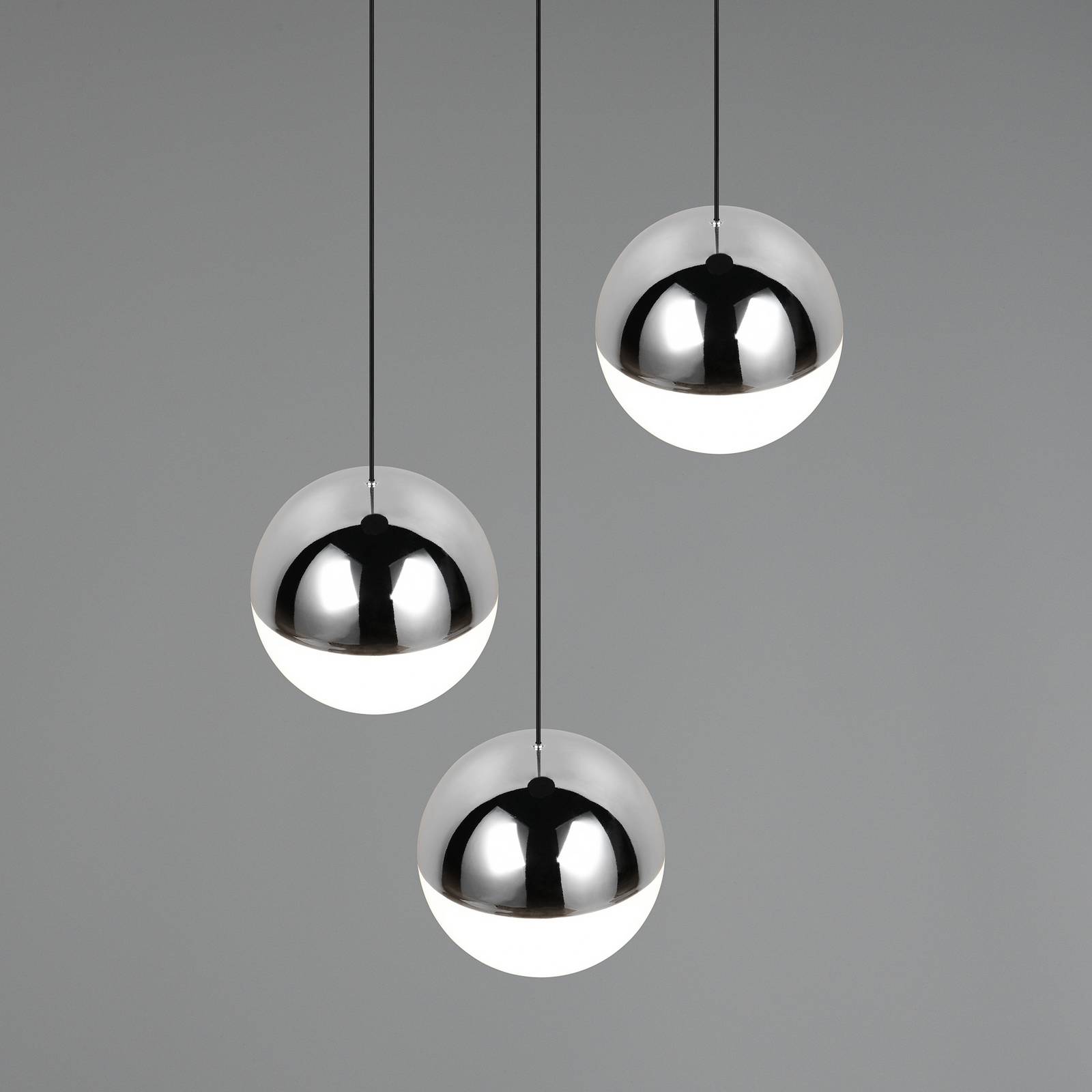 Reality Leuchten LED hanglamp Senta, chroomkleurig, Ø 25 cm, 4.000 K 3-lamps.
