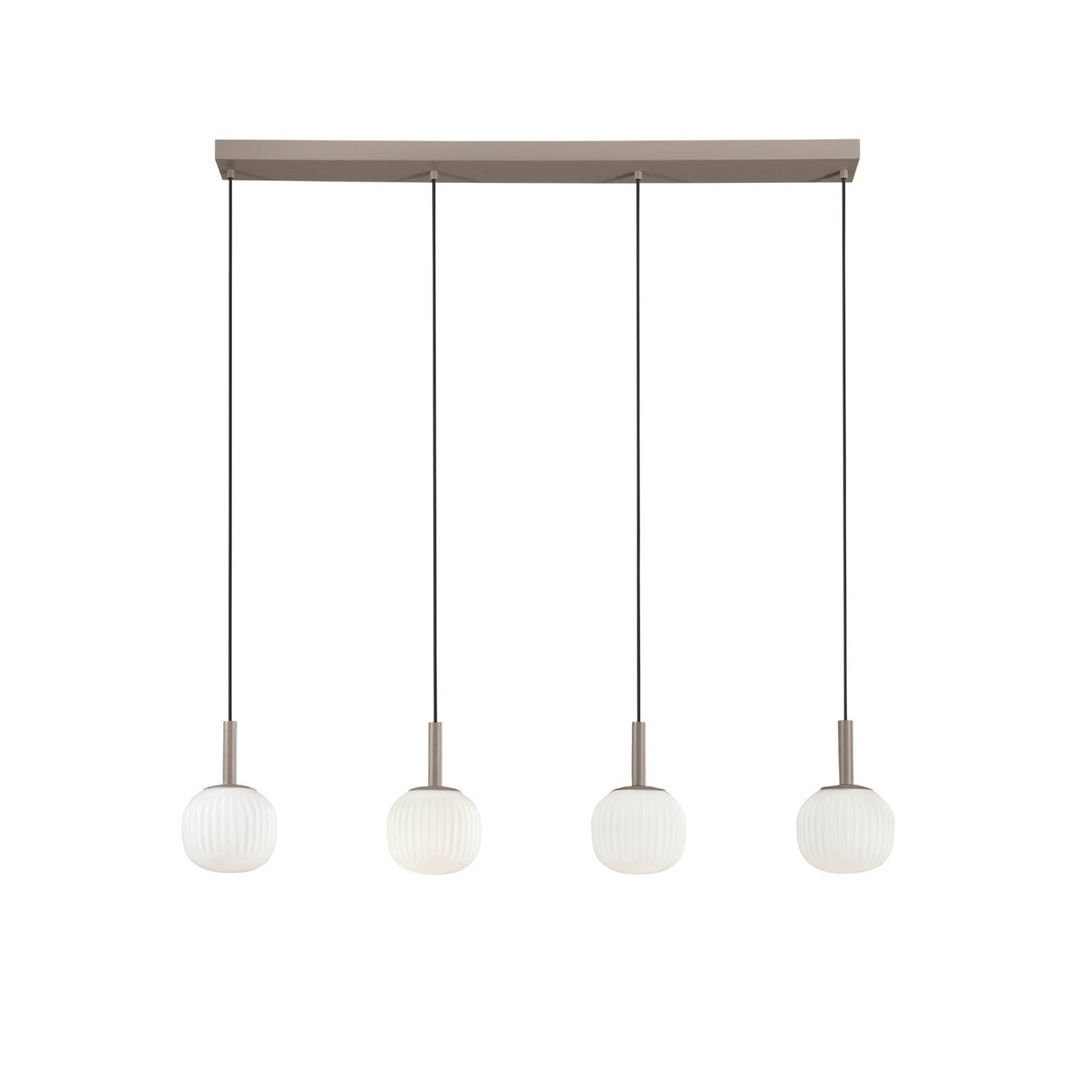 Hängelampe Eris, Länge 114 cm braun/weiß, Metall/Glas 4-flg.