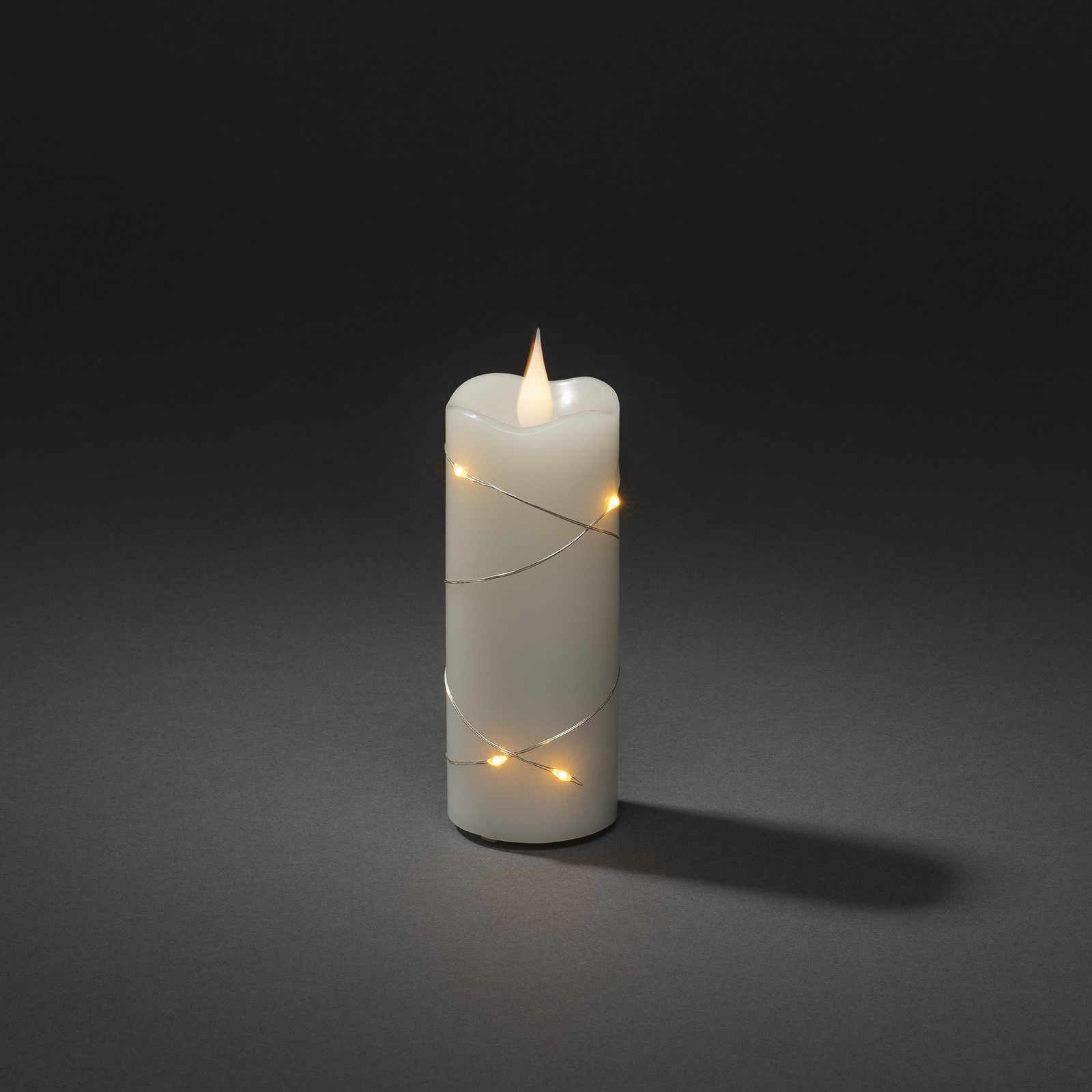 LED viaszgyertya krémszínű krémfény borostyán 12,7 cm
