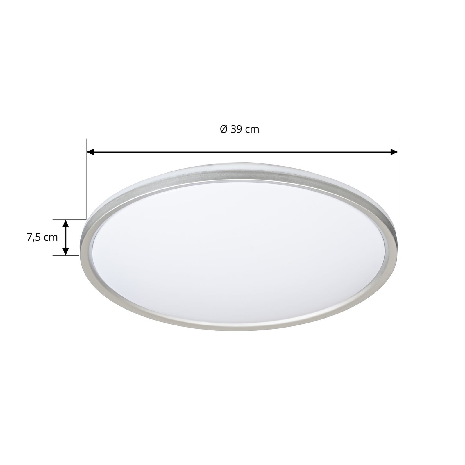Plafón LED Lindby Edmund, plateado, Ø 39 cm, CCT, IP44 Plafón LED Lindby Edmund, plateado, Ø 39 cm, CCT, IP44
