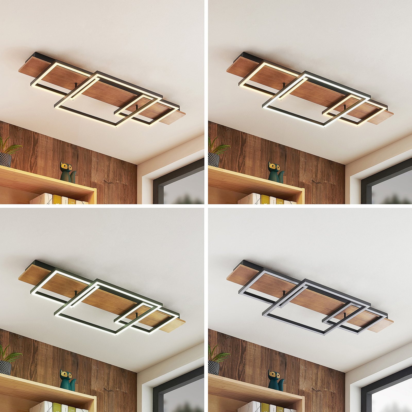 Chariska LED Plafondlamp L95 Wood/Black - Lucande